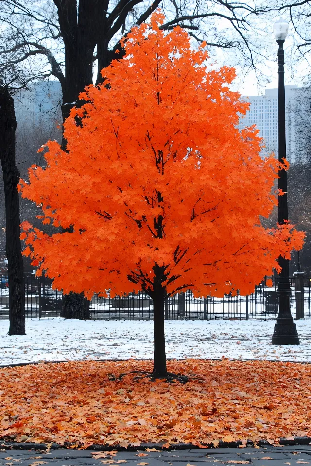 Branch, Red, Leaf, Orange, Twig, Trunk, Woody plant, Autumn, Maple, Sugar maple