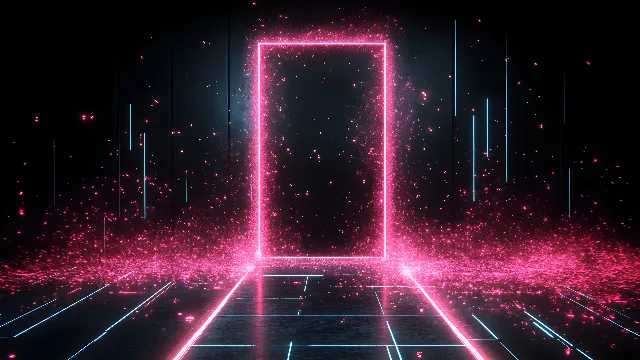 Red, Pink, Technology, Night, Neon, Graphics, Symmetry, Design, Visual Effect Lighting, Graphic design, Lens flare