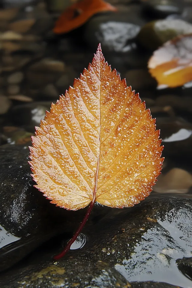 Yellow, Close-up, Macro photography, Natural material, Plant pathology, Drop, Birch family, Moisture