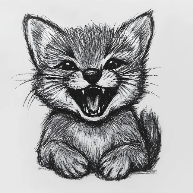 Facial expression, Snout, Carnivores, Whiskers, Drawing, Felidae, Fur, Line art, Cat, Felinae, Graphics, Sketch, Kitten