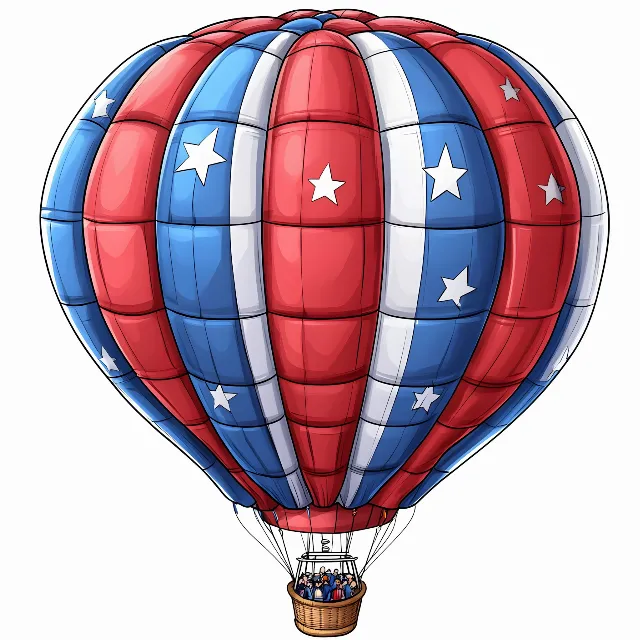 Blue, Balloon, Hot air ballooning, Hot air balloon, Air sports, Aerostat, Parachute, Flag of the United States, Clip art, Graphics, Wind, Air travel