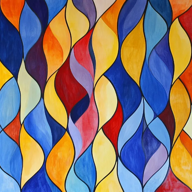 Blue, Red, Yellow, Orange, Paint, Modern art, Graphics, Pattern