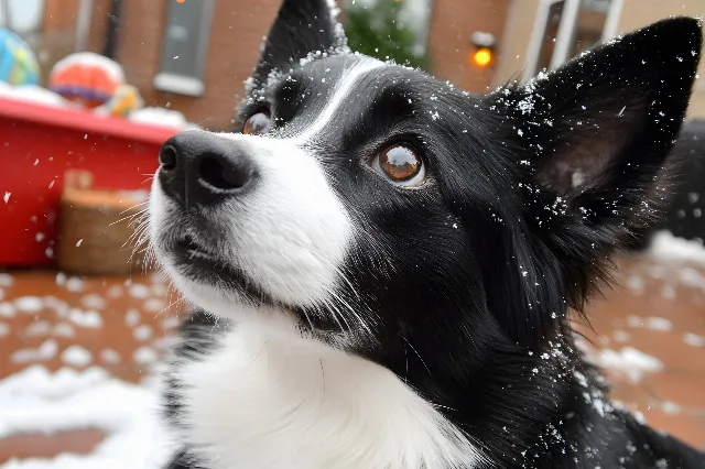 Dog, Carnivores, Vertebrate, Snout, Black, Terrestrial animal, Fur, Whiskers, Herding dog, Working animal, Canidae, Border Collie, Karelian Bear Dog, Snow, McNab dog