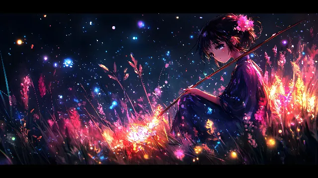 CG artwork, Cartoon, Animation, Star, Fictional character, Night, Anime, Graphics, Fiction, Graphic design, Hime cut, Animated cartoon, Astronomical object