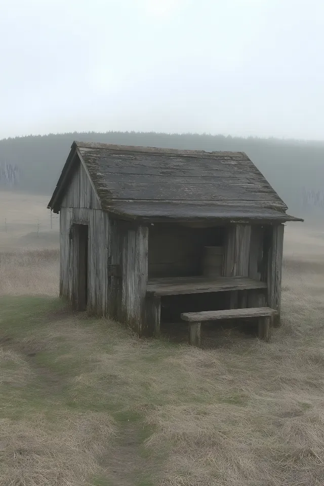 Wood, Shed, Door, Shack, Grassland, Land lot, Rural area, Hut, Garden buildings, Prairie, Barn, Plank, Meadow, Monochrome, Croft, Log cabin, Mist, Outdoor Structure, Outhouse, Hardwood