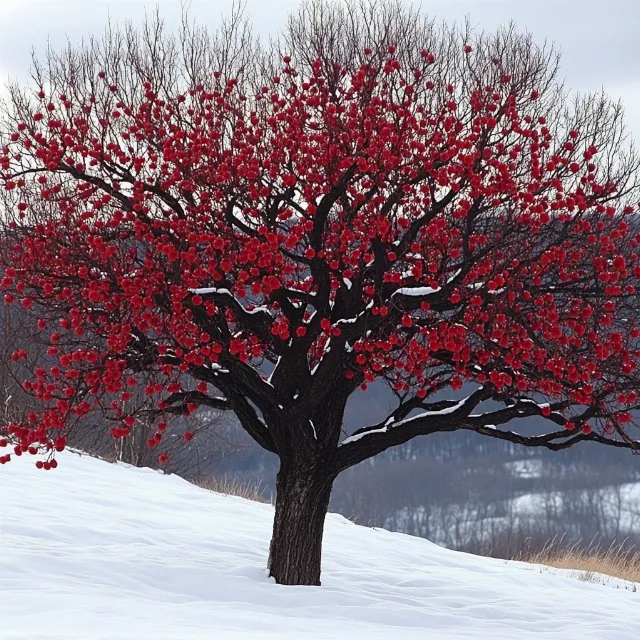 Branch, Red, Twig, Winter, Woody plant, Snow, Freezing, Frost, Blossom, Mountain-ash, Apples, Holly