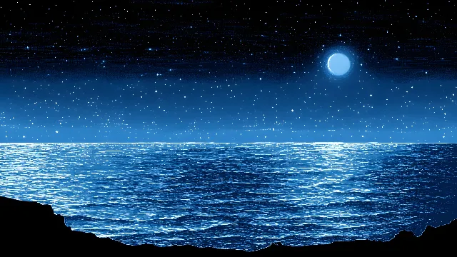 Blue, Fluid, Astronomical object, Sea, Liquid, Ocean, Moon, Moonlight, Night, Wave, Celestial event, Wind wave, Midnight, Astronomy, Full moon, Star, Science