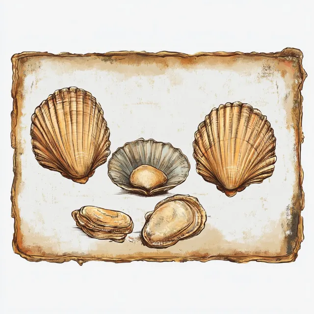 Seashell, Bivalvia, Clam, Shellfish, Scallop, Mollusca, Natural material, Oyster, Seafood, Cockle