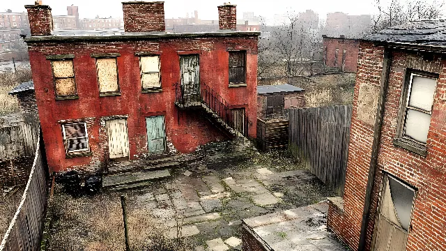 Building, Property, Window, Road surface, Wood, Fixture, Brickwork, Neighbourhood, Public space, Brick, Road, City, Sky, Facade, Door, Roof, Tree, Metal, Apartment, Street