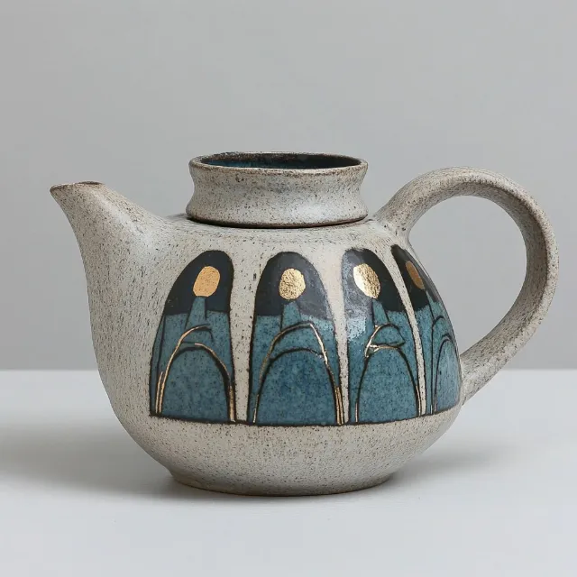 Ceramic, Pottery, Porcelain, Teapot, Stoneware, Serveware, Creative arts, Dishware, Lid, Silver, Design, Craft, Still life photography, Antique