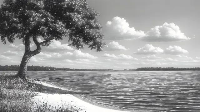 Monochrome photography, Nature, White, Cloud, Horizon, Liquid, Black and white, Bank, Monochrome, Lake, Reflection, River, Cumulus, Loch, Meteorological phenomenon, Reservoir, Wetland, Wind, Lake District, Floodplain