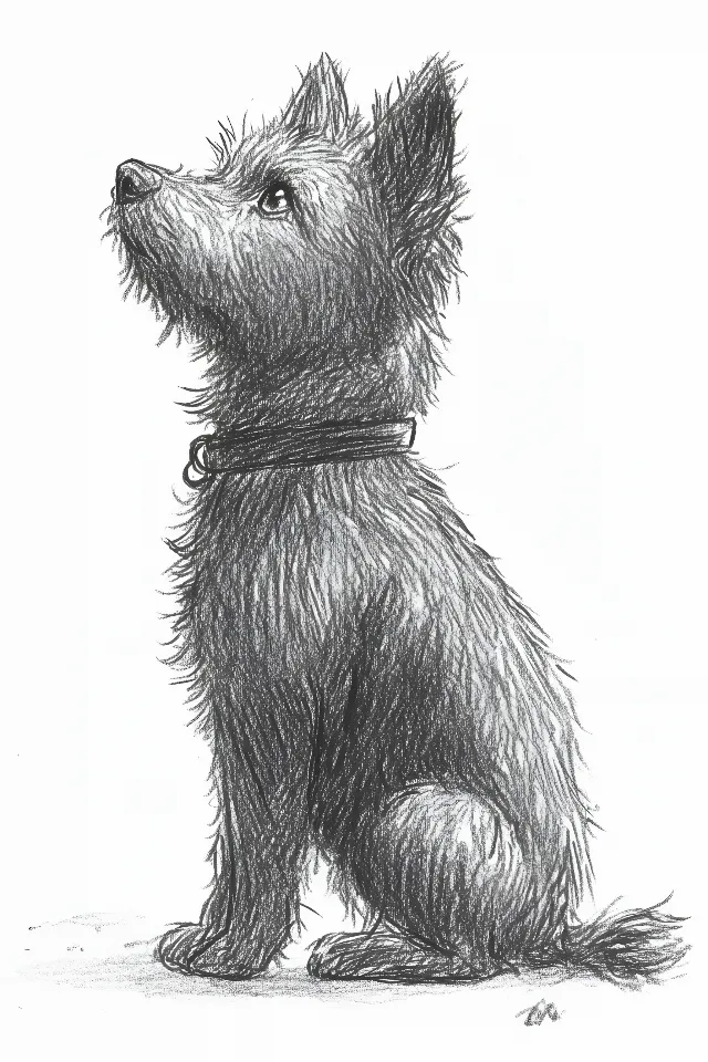 Dog, Vertebrate, Carnivores, Snout, Drawing, Terrestrial animal, Terrier, Canidae, Sketch, Working animal, Toy dog, Small terrier, Ancient dog breeds, Line art, Rare dog breed