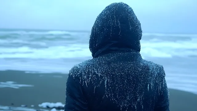 Hood, Sea, Winter, Ocean, Wave, Freezing, Wind, Wind wave, Hoodie, Beach