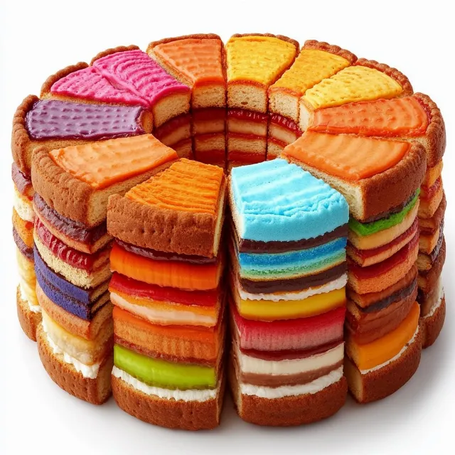 Food, Dessert, Recipe, Finger food, Cake, Spekkoek, Fast food, Baking, Delicacy, Comfort food, Pastry, Food coloring, Bakery