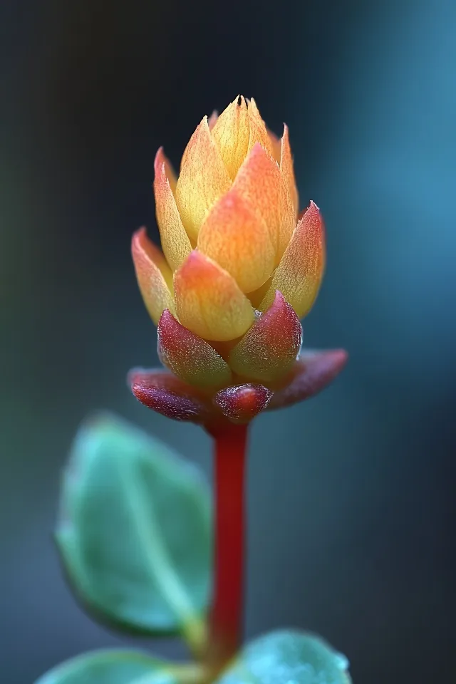 Red, Petal, Flower, Yellow, Close-up, Macro photography, Plant stem, Bud, Pedicel, Stonecrops