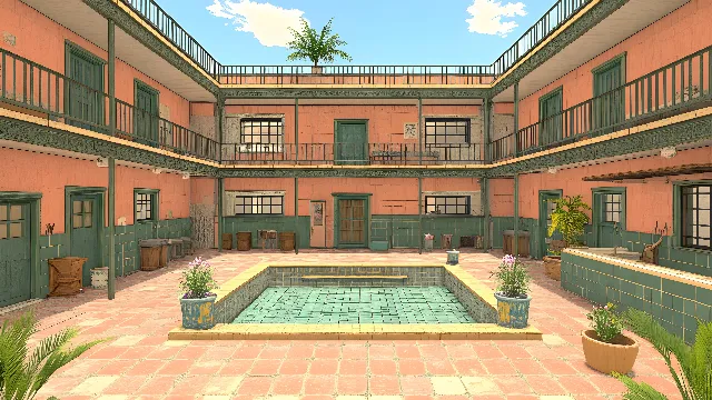 Swimming pool, Courtyard, Yard, Balcony, Villa, Eco hotel, Hotel, Animation, Mansion