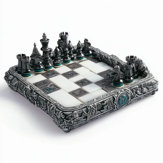 Indoor games and sports, Chess, Tabletop game, Chessboard, Board game, Game, Silver, Natural material, Nickel, Toy, Silver