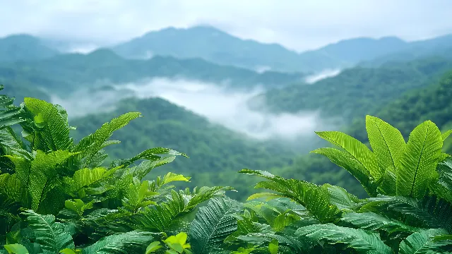 Plant, Mountain, Sky, Cloud, Ecoregion, Natural landscape, People in nature, Natural environment, Tree, Terrestrial plant, Fog, Highland, Atmospheric phenomenon, Biome, Landscape, Grass, Forest, Arecales, Mountain range, Grassland