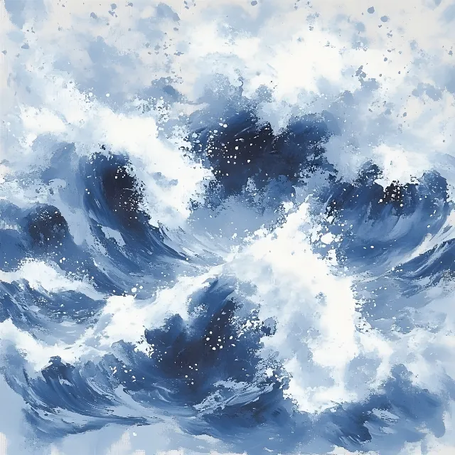 Blue, White, Art Paint, Wind wave, Watercolor painting, Paint, Modern art, Graphics, Acrylic paint, Wave