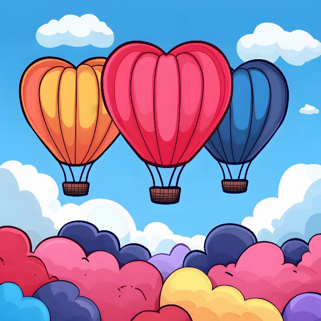 Balloon, Red, Air sports, Hot air ballooning, Hot air balloon, Aerostat, Happiness, Heart, Clip art, Illustration, Graphics, Parachute, Air travel, Animation, Meteorological phenomenon, Graphic design, Love, Valentine's Day, Animated cartoon, Party Supply