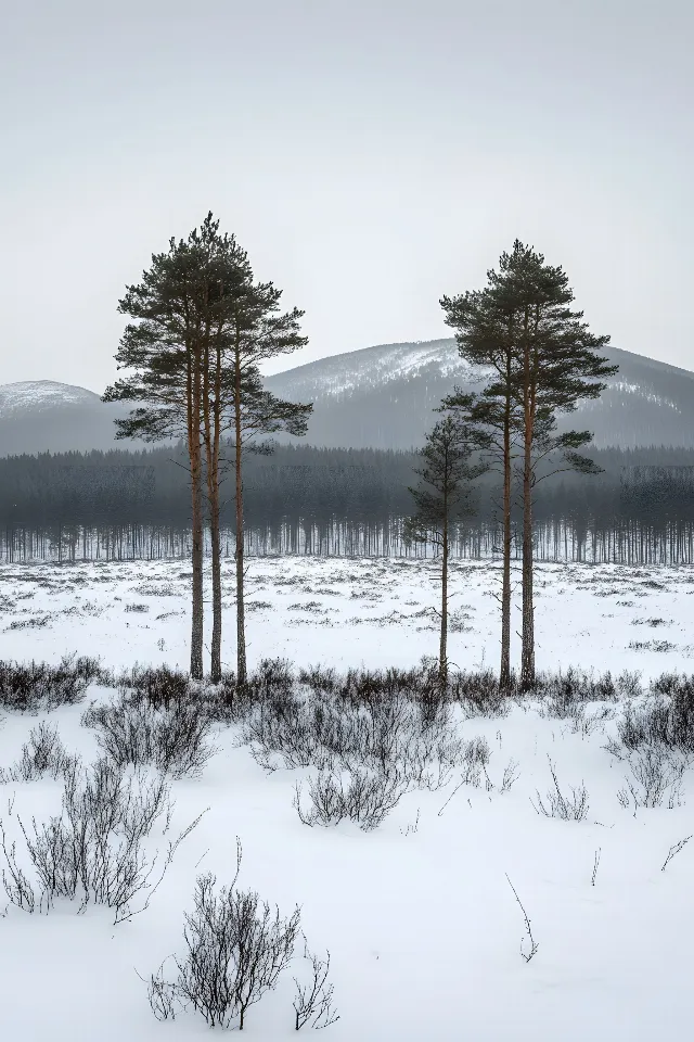 Branch, Natural environment, Winter, Snow, Natural landscape, atmospheric phenomenon, Wilderness, Freezing, Twig, Trunk, Forest, Frost, Larch, Spruce-fir forests, Woodland, Conifers, Precipitation, Tundra, Pine family, Grove