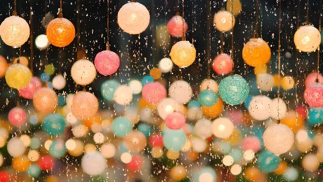 Red, Yellow, Orange, Lighting, Event, Sphere, Lantern, Light fixture, Design, Party Supply, Night, Mid-Autumn Festival, Balloon, Decoration