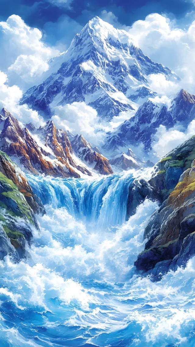 Blue, Mountainous landforms, Cloud, Glacier, Wind wave, Glacial landform, Mountain range, Mountain river, Alps, geological phenomenon, Wave, Valley, Stream, Ocean, Winter, Ridge, Snow, Summit, Ice cap, Meteorological phenomenon