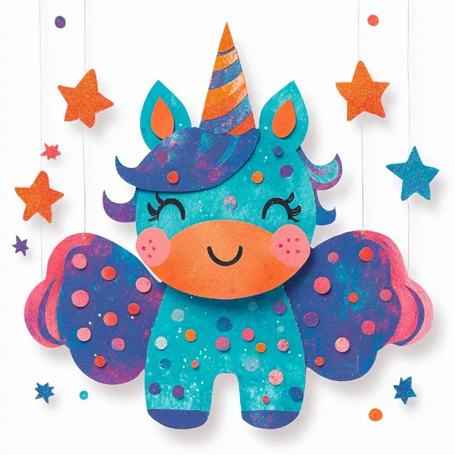 Party Supply, Star, Creative arts, Mythical creature, Unicorn, Craft, Fictional character, Toy, Graphics, Art Paper, Sticker