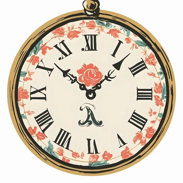 Clock, Design, Clip art, Quartz clock, Graphics, Rose family, Porcelain