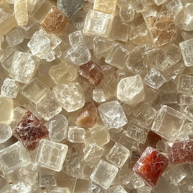 Natural material, Sugar, Candy, Crystal, Food, Mineral, Table sugar, Saccharin, Mixture