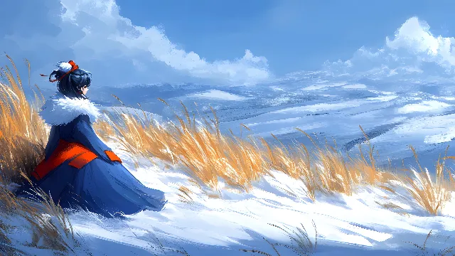 Blue, Winter, Snow, Animation, CG artwork, Fictional character, Freezing, Precipitation, Anime, Animated cartoon, Frost