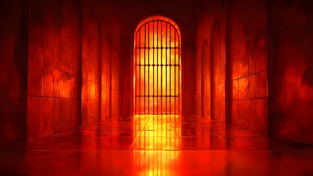 Colorfulness, Amber, Orange, Window, Wood, Heat, Tints and shades, Symmetry, Darkness, Room, Rectangle, Automotive lighting, Magenta, Font, Art, Electric blue, Fixture, Event, Flooring, Column