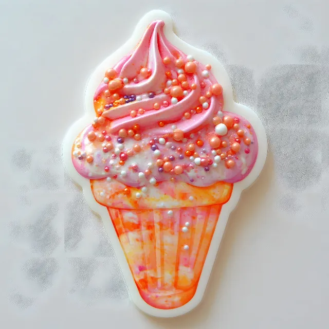 Ice cream cone, Pink, Dessert, Icing, Ice cream, Frozen dessert, Cream, Food, Cone, Dairy product, Soft serve, Finger food, Sprinkles