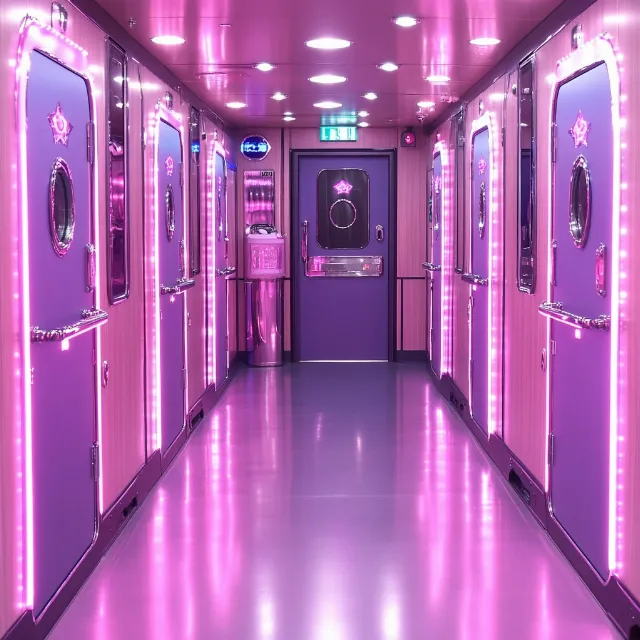 Purple, Light, Product, Blue, Fixture, Lighting, Building, Interior design, Violet, Pink, Floor, Entertainment, Clothes dryer, Flooring, Magenta, Locker, Electronic device, Electric blue, Machine, Event