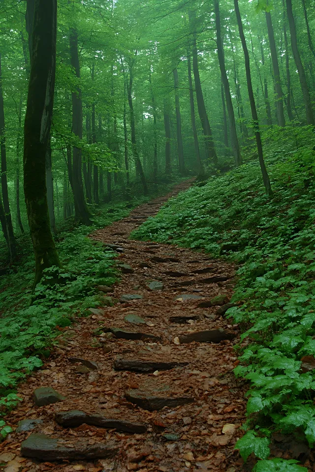 Green, Natural environment, Leaf, Wood, Natural landscape, Plants, Vegetation, Forest, atmospheric phenomenon, Ecoregion, Wilderness, Trail, Plant community, Jungle, Woodland, Northern hardwood forest, Trunk, Old-growth forest, Groundcover, Nature reserve