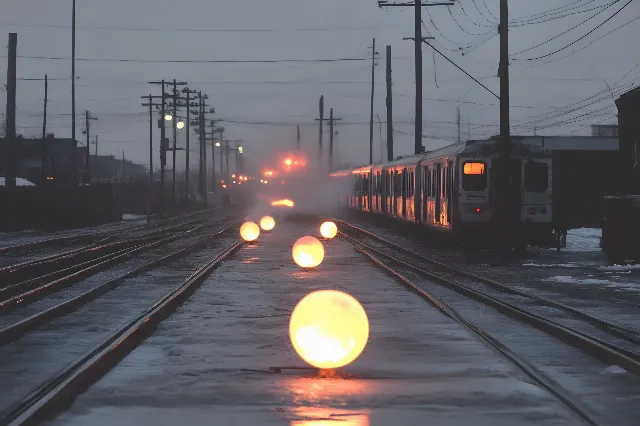 Sky, Mode of transport, Overhead power line, Electricity, Transport, Electrical Supply, Track, Electrical network, atmospheric phenomenon, Rail transport, Wire, Public utility, Train, Electrical cable, Evening, Morning, Dusk, Iron, Rolling stock, Railroad car