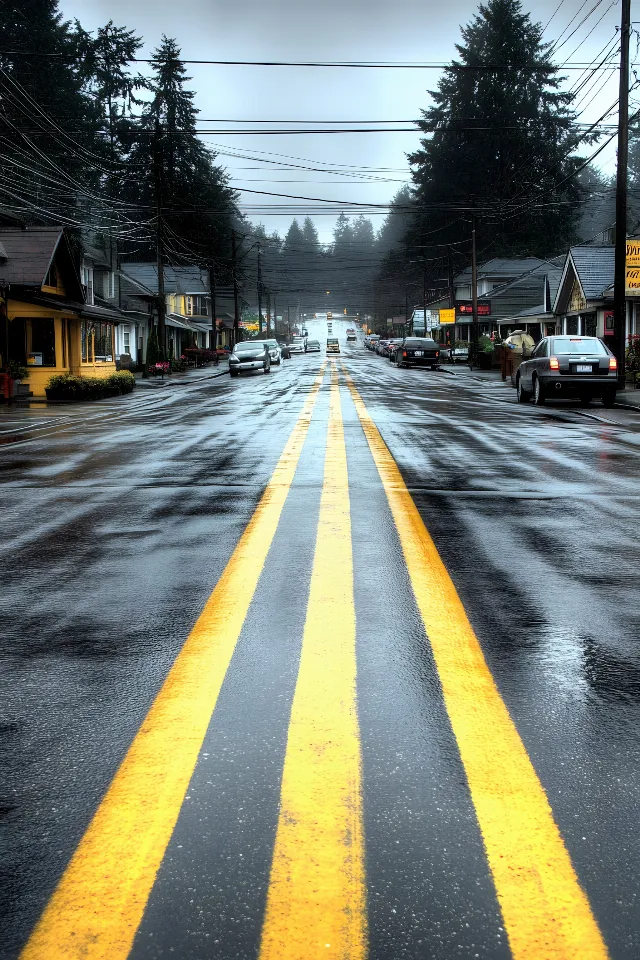 Road surface, Road, Yellow, Asphalt, Thoroughfare, Street, Electricity, Lane, Public utility, Tar, Electrical Supply, Evening, Highway, Sidewalk, Overhead power line, Pedestrian crossing, Path