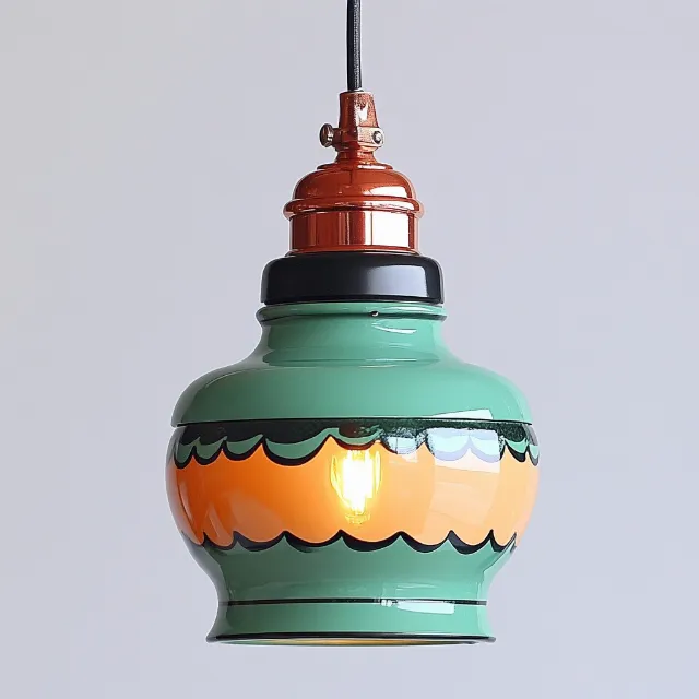 Lampshade, Natural material, Paint, Lamp, Light fixture