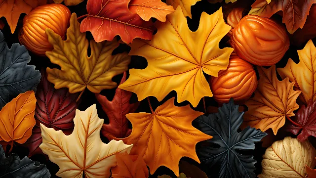 Brown, Light, Leaf, Nature, Black, Natural environment, Orange, Amber, Yellow, Deciduous, Red, Woody plant, Tints and shades, Wood, Pattern, Symmetry, Event, Groundcover, Art, Still life photography