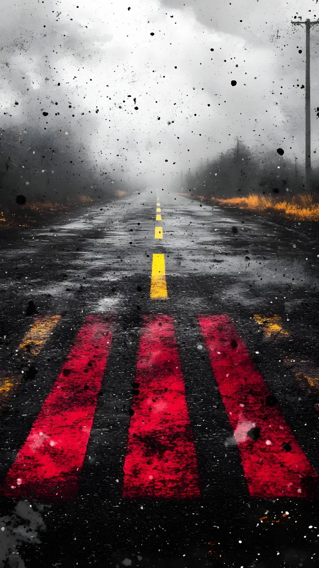 Red, Road, Asphalt, Tar, Evening, Highway, Paint, Heat