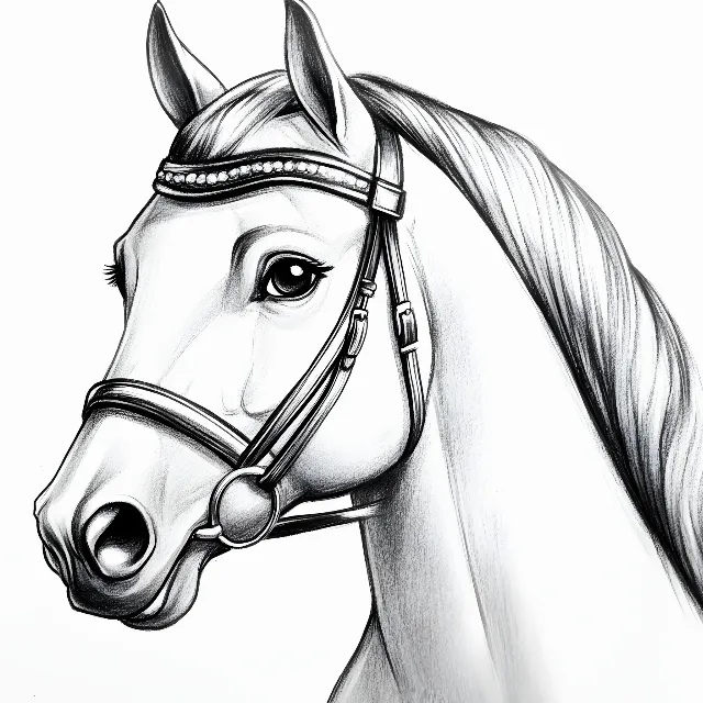 White, Horse, Line art, Snout, Coloring book, Mane, Clip art, Mare, Horse Supplies, Sketch, Working animal, Horse tack, Bridle, Pack animal