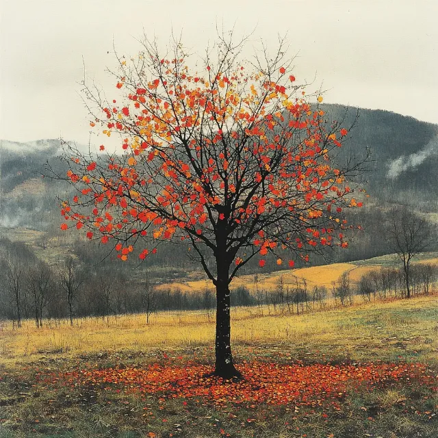 Branch, Orange, Twig, Autumn, Woody plant, Fruit tree, Ebenaceae, Mountain-ash, Persimmons, Savanna