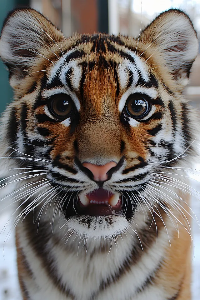 Tiger, Felidae, Bengal tiger, Carnivores, Siberian Tiger, Whiskers, Vertebrate, Terrestrial animal, Wildlife, Facial expression, Snout, Fur, Panthera, Close-up