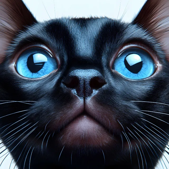 Cat, Facial expression, Felinae, Whiskers, Felidae, Snout, Black, Iris, Close-up, Grey, Fur, Black cat, Ojos Azules