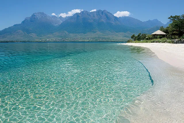 Blue, Water, Body of water, Mountain, Coastal and oceanic landforms, Beach, Hill, Sea, Coast, Shore, Mountain range, Ocean, Lake, Tropics, Caribbean, Bay, Island, Ridge, Sand, Sound