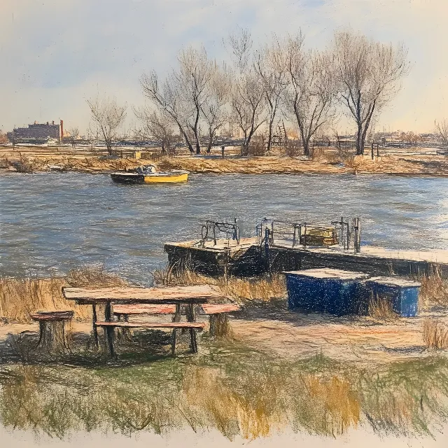 Bank, Boat, Wetland, Boats and boating--Equipment and supplies, Watercraft, River, Shore, Marsh, Paint, Fluvial landforms of streams, Floodplain, Watercolor painting, Salt marsh, Art Paint, Bayou, Fen, Loch, Water transportation