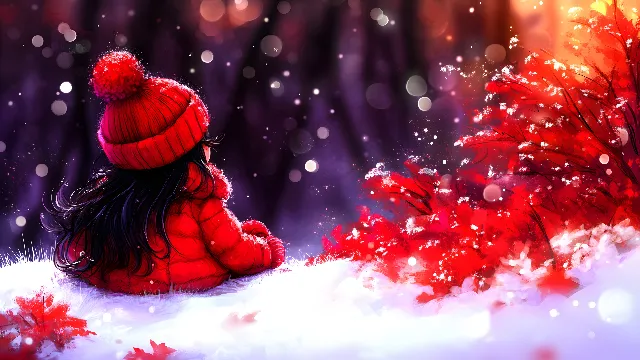 Red, Winter, Snow, Precipitation, Happiness, Frost, Graphics, Love, Freezing, Animation, Holiday, Fictional character