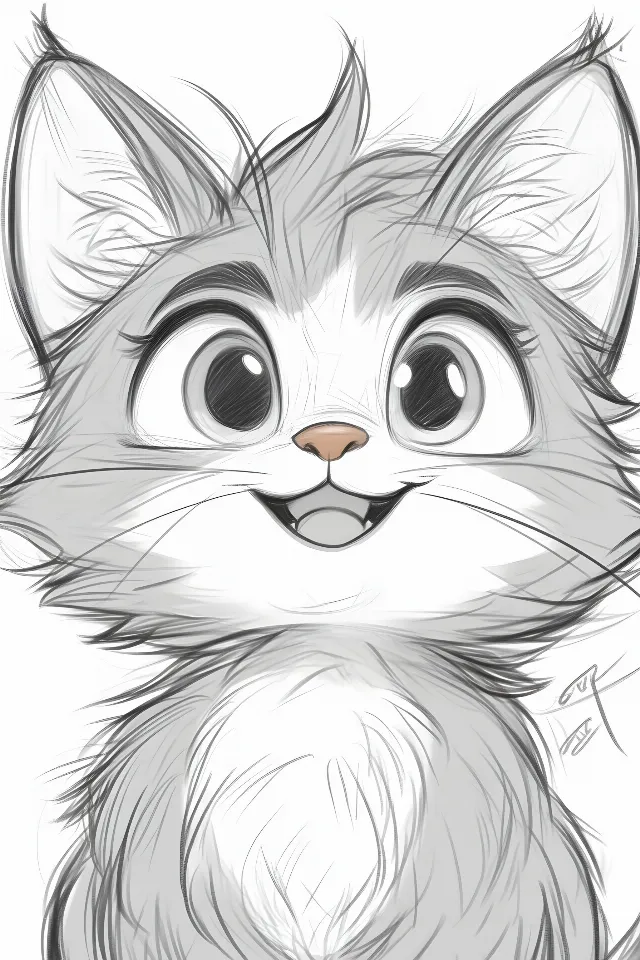 White, Facial expression, Cartoon, Line art, Snout, Whiskers, Illustration, Cat, Graphics, Clip art, Felidae, Fictional character, Animated cartoon, Animation, Felinae, Coloring book