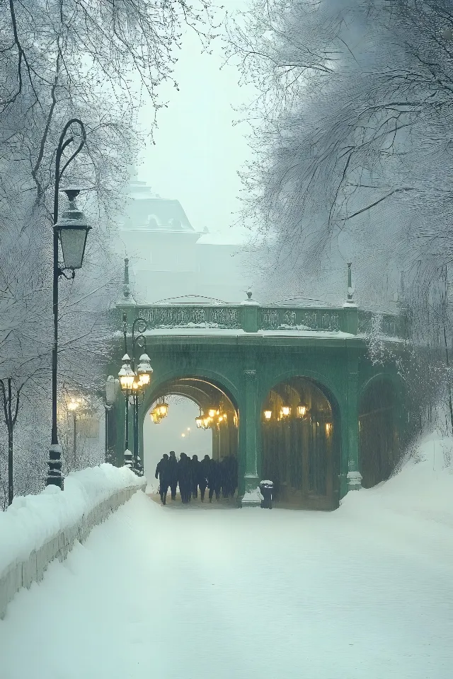 Arch, Winter, Snow, Freezing, Arcade, Precipitation, Light fixture, Arch bridge, Ice, Shadow