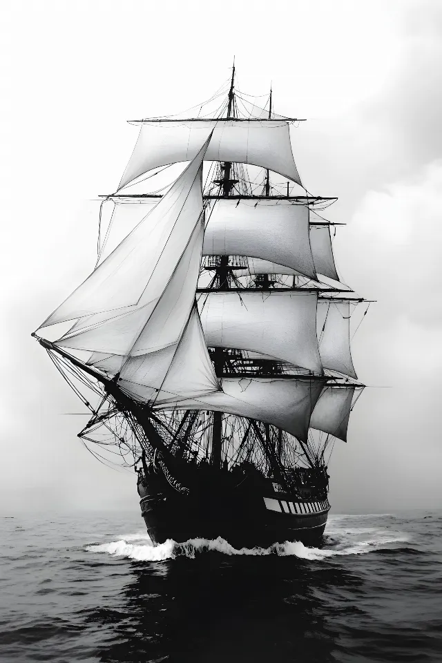 Boat, Sailing ship, Tall ship, Sail, Watercraft, Mast, Full-rigged ship, Windjammer, Ship, Sailboat, Barquentine, Naval architecture, Barque, Ship replica, Ocean, Fluyt, Clipper, Sailing, Rope, Galiot